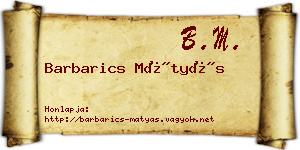 Barbarics Mátyás névjegykártya