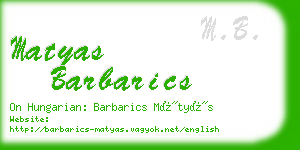 matyas barbarics business card